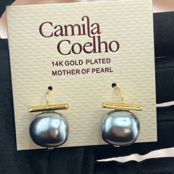Camila Coelho 14K Gold Plated Mother of Pearl Drop Earrings - Picture 8 of 10